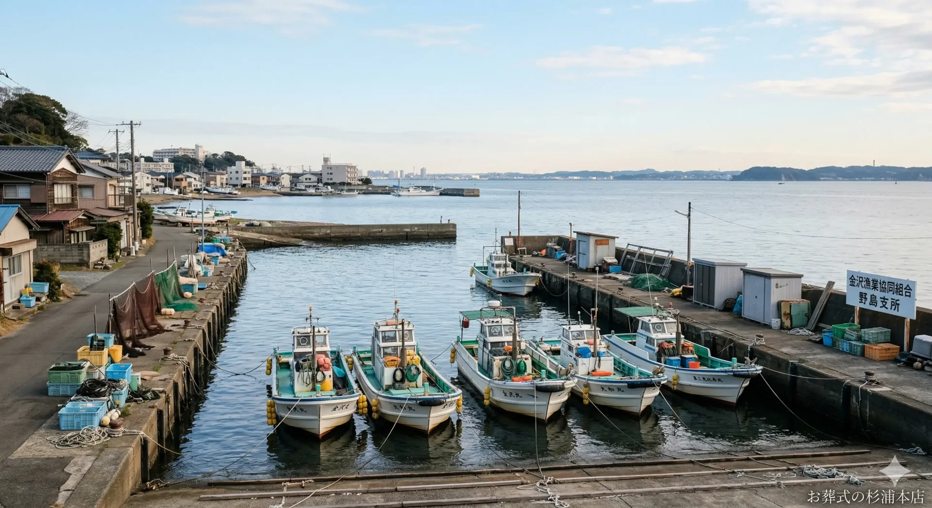 横浜市金沢区の海岸線と漁港の風情ある風景