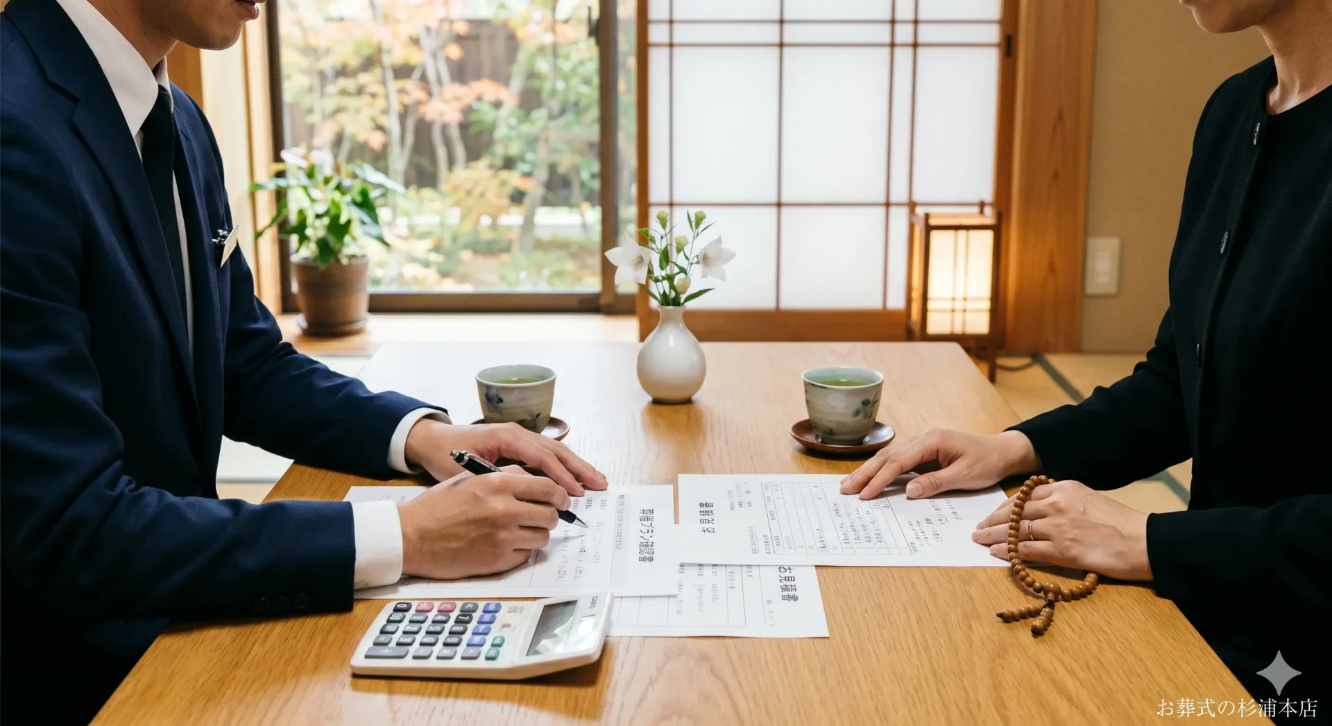 磯子区の直葬で家族がスタッフと打ち合わせをしているイメージ
