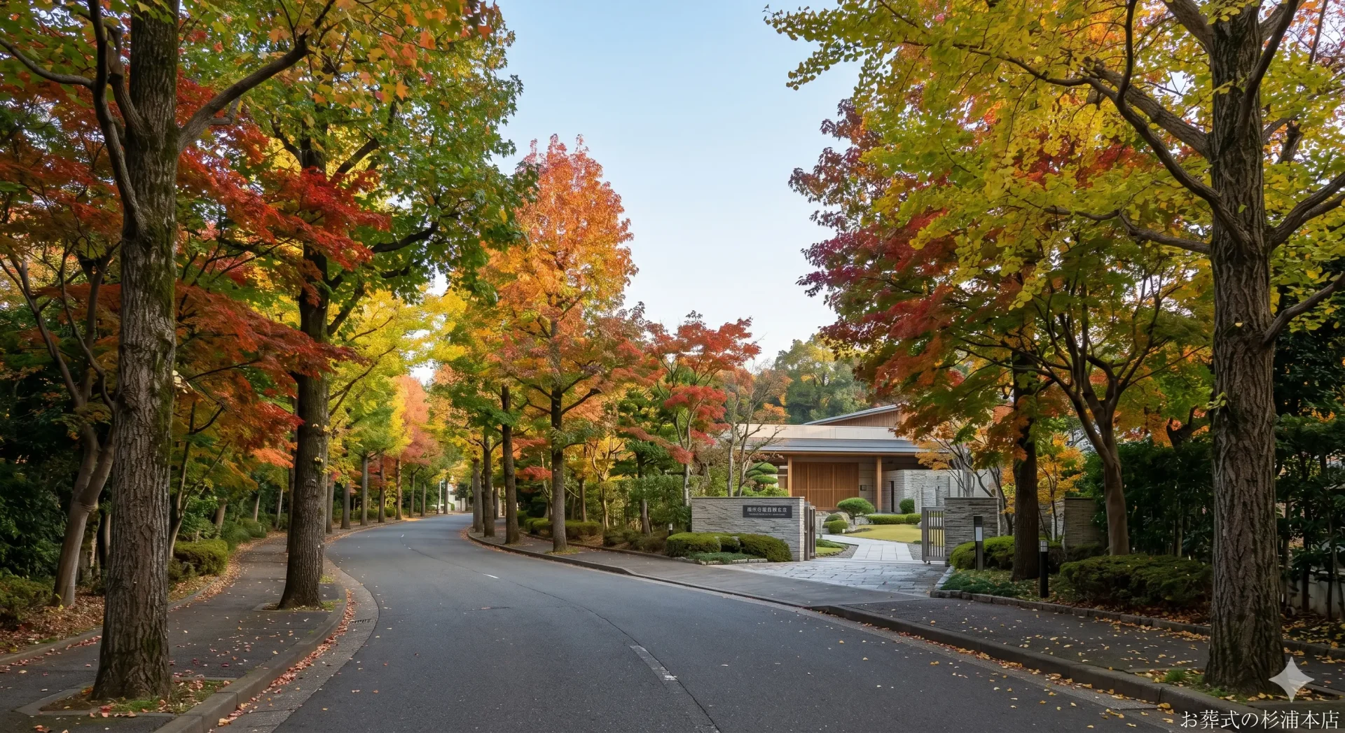 横浜市の公営火葬場へ向かう静かな並木道