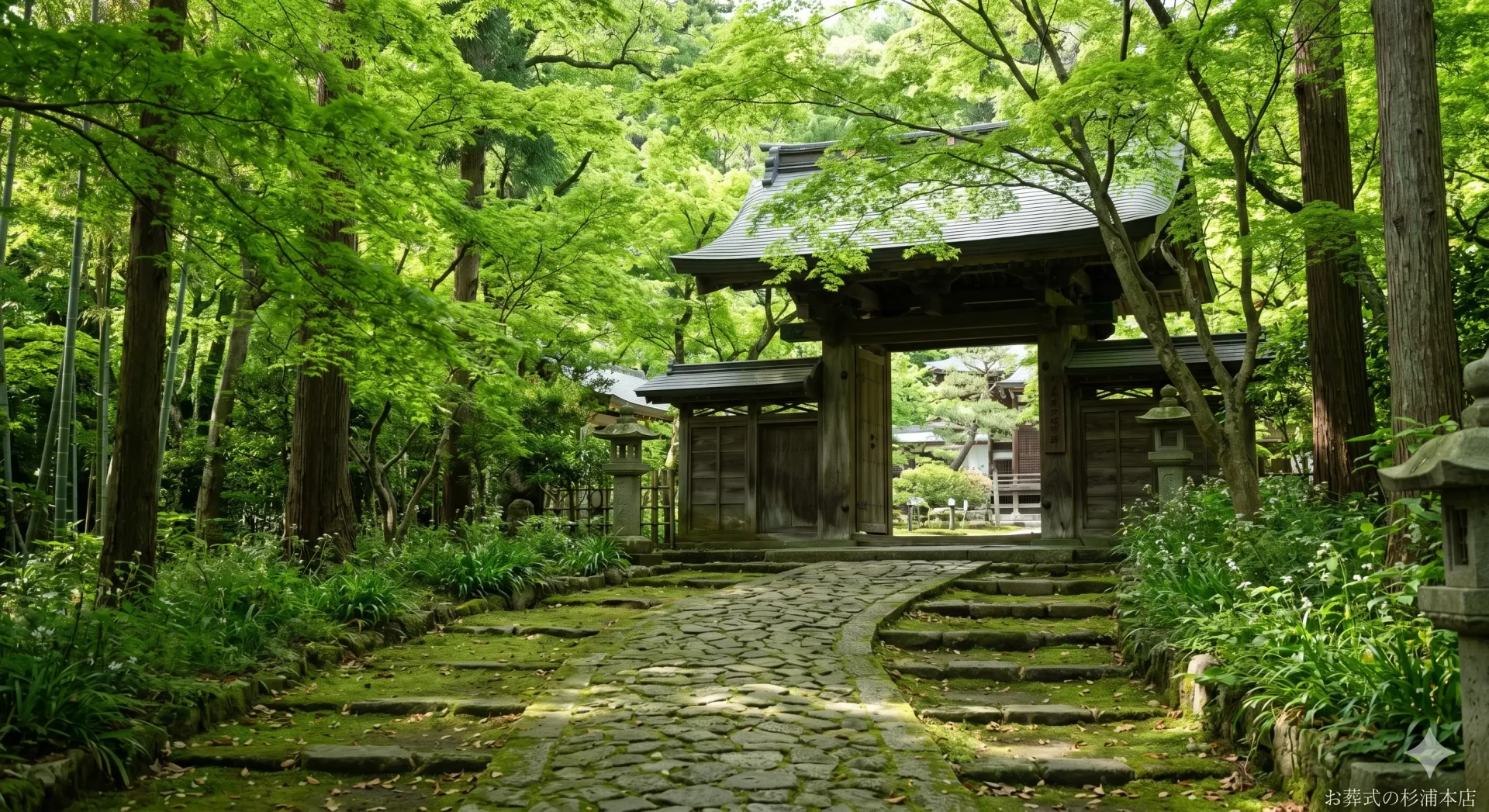 鎌倉市の北鎌倉エリアの寺院と緑豊かな風景