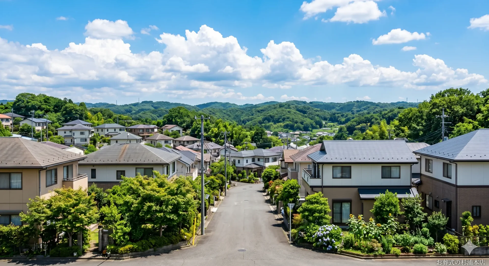 町田市の鶴川エリアの住宅街と緑豊かな丘陵風景