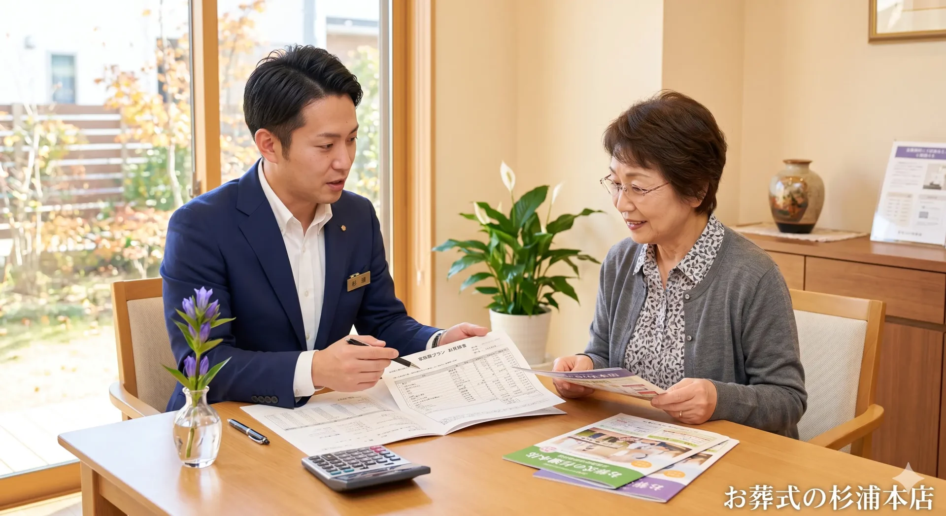 横須賀市の家族葬費用のイメージ　ネイビー背景に費用プランの比較