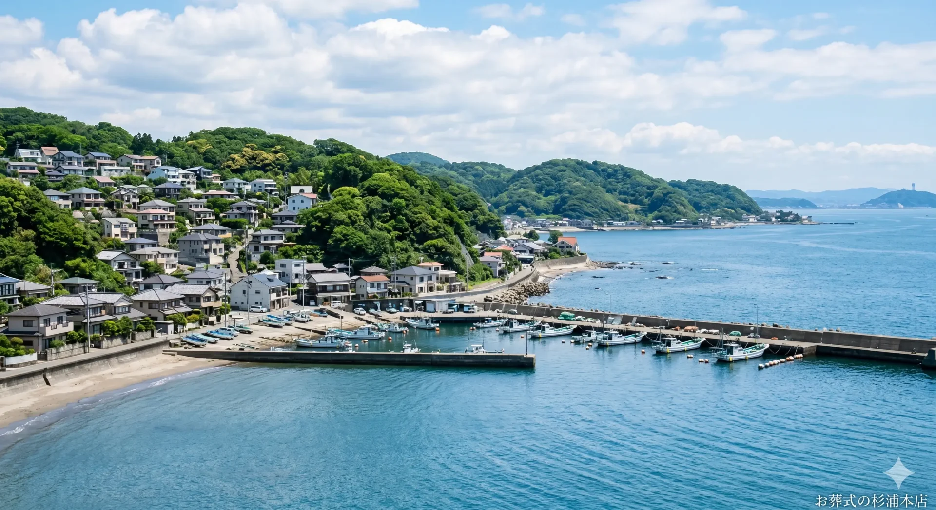 逗子市小坪エリアの海と住宅街が見える風景