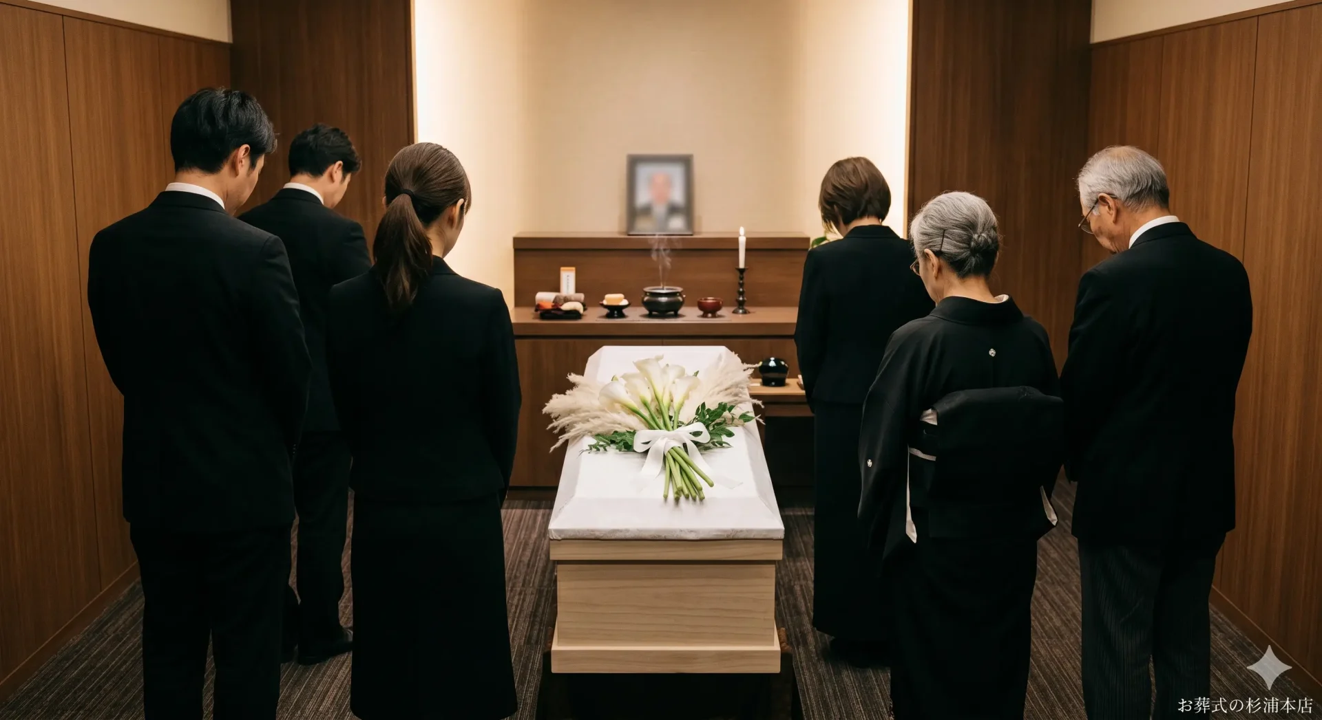 瀬谷区の直葬で白いカラーに囲まれた火葬炉前でのお別れのイメージ