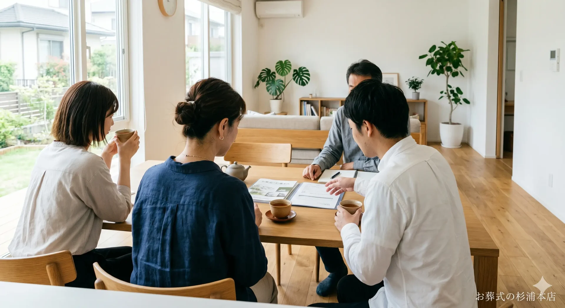 直葬を選ぶ前に家族で話し合うイメージ