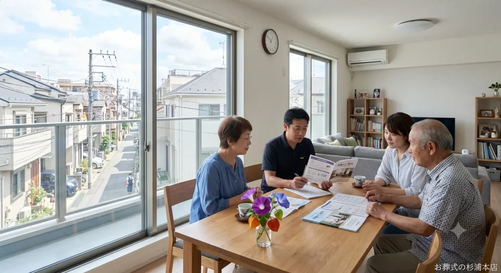 板橋区の街並みと家族葬を考える家族