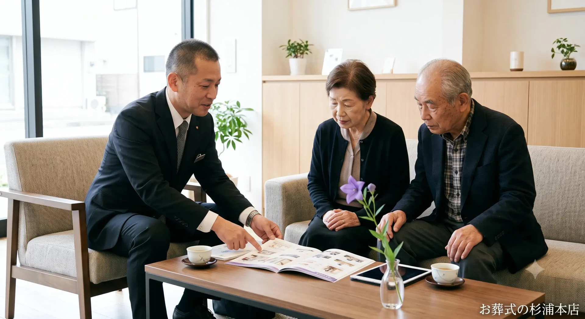 葬儀後の手続き書類を確認する様子