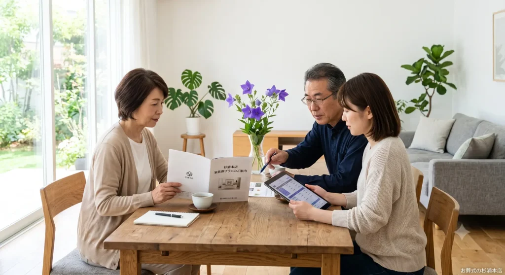 横浜市内で葬儀社を比較検討する家族