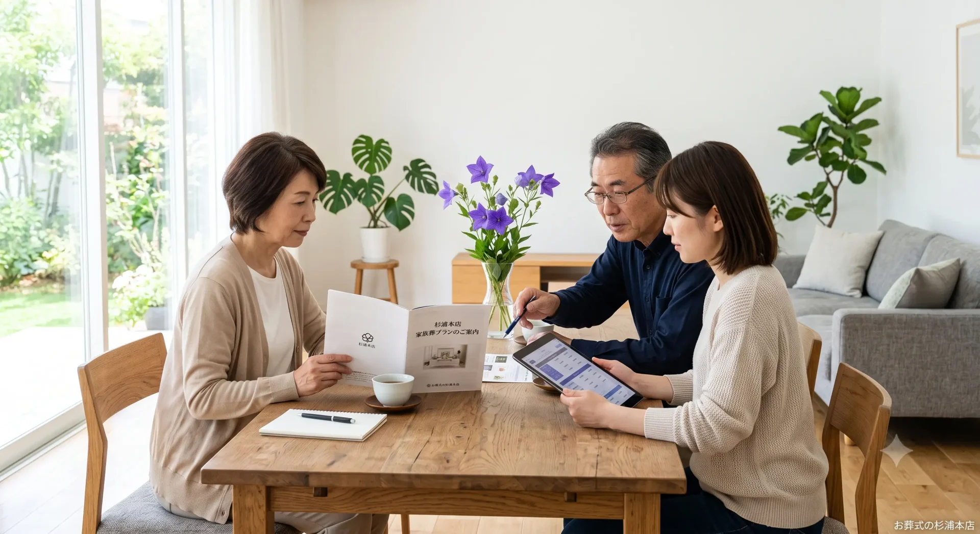 横浜市内で葬儀社を比較検討する家族