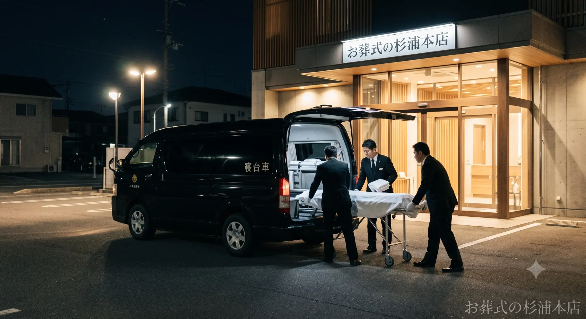 夜間の緊急対応で出動する寝台車
