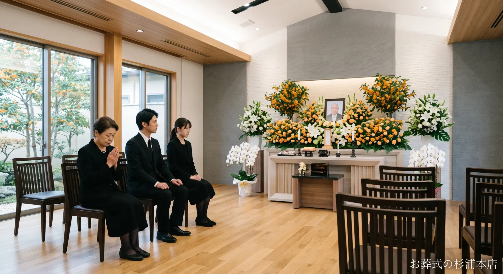 貸切の式場でくつろぐ家族