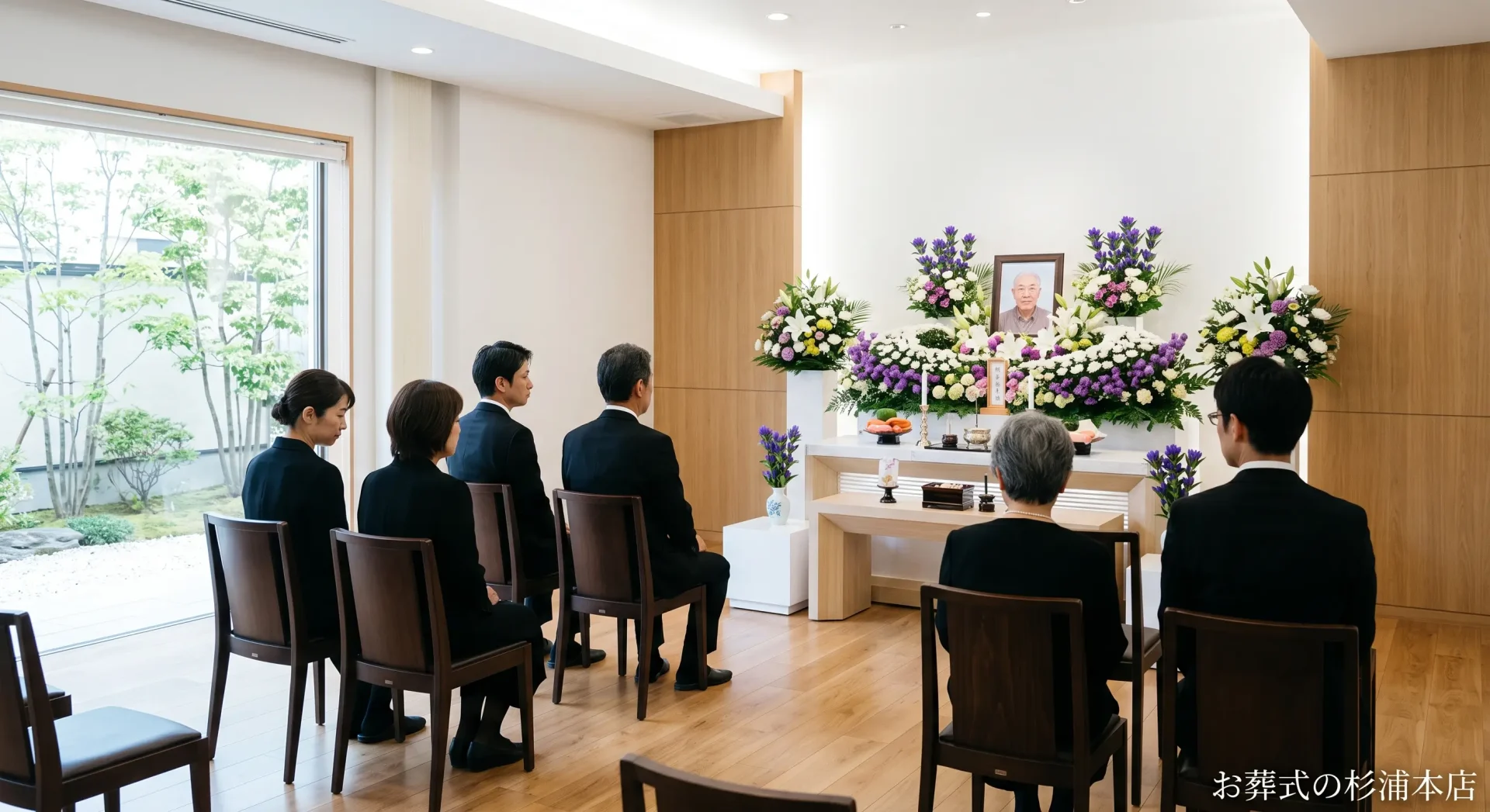 落ち着いた雰囲気で故人と向き合う家族
