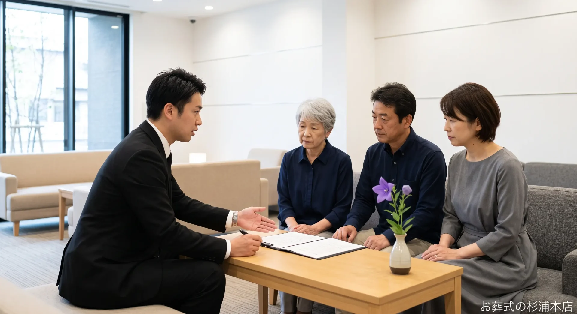 スタッフが1組の家族に集中して対応する様子
