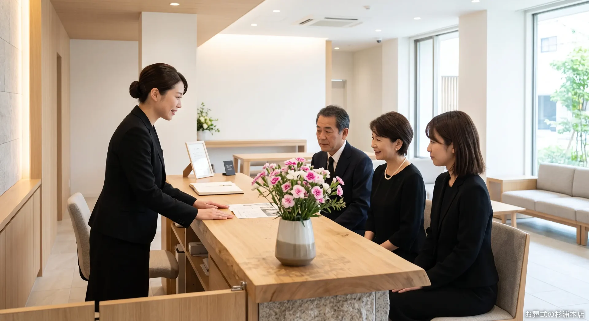 受付で丁寧に案内するスタッフ